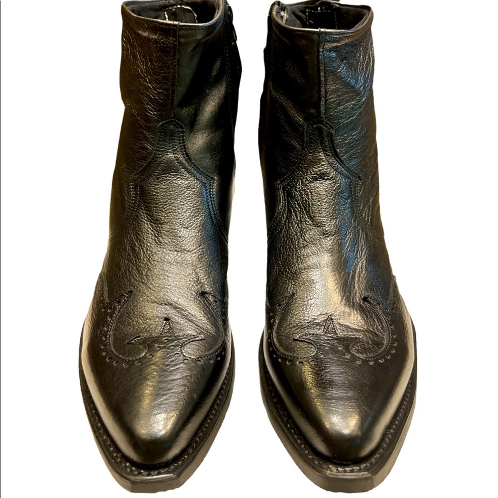 ABILENE MEN'S 7" WINGTIP BLACK ZIP BOOTS SZ 12